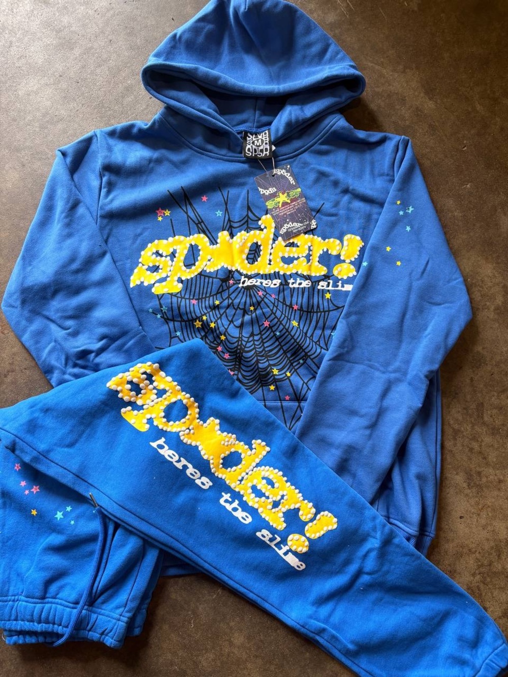 Spyder Royal Blue Hoodie & Sweatpants with Yellow Logo